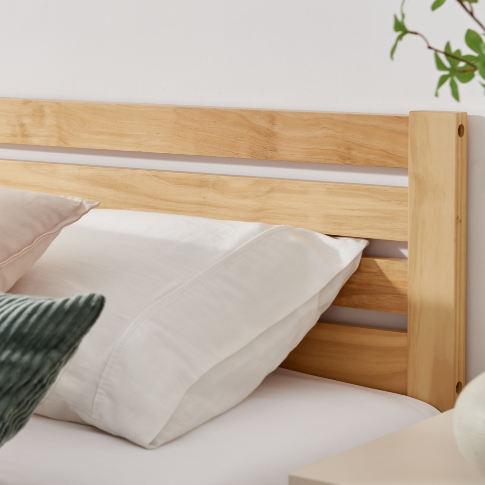 Furniturebox Cadhla Double Oak Stain Solid Pine Bed Frame Image 3