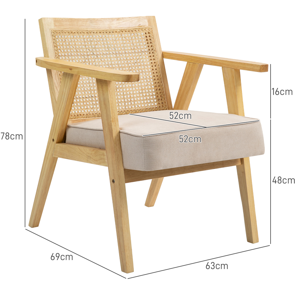 Portland Natural Fabric Accent Chair with Rattan Back Image 8