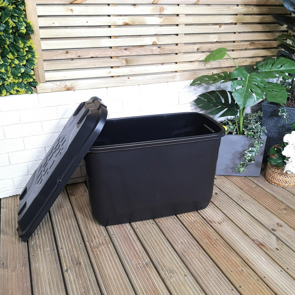 Samuel Alexander 110L Black Lockable Storage Trunk with Wheels Image 2