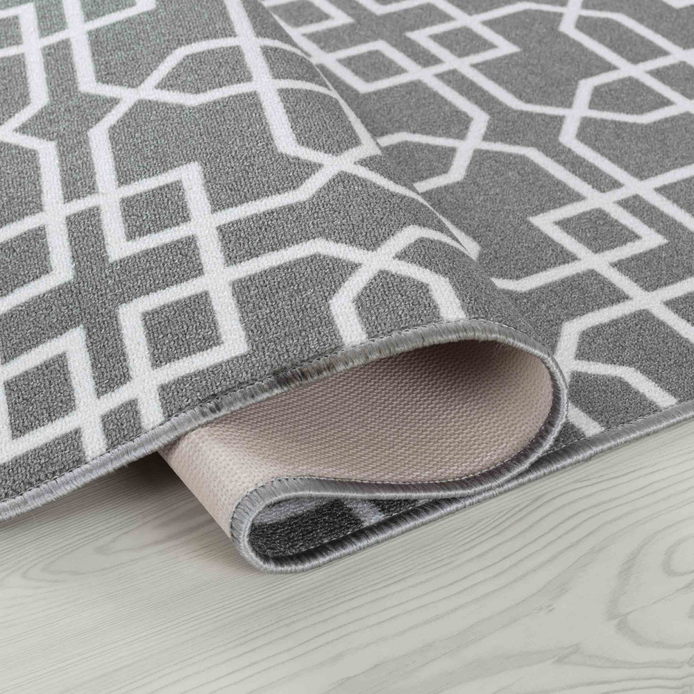 Desire Rugs Havana Grey and Cream Cubed Trellis Anti Slip Door Mat 150 x 80cm Image 3