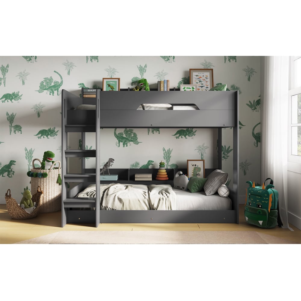 Flair Gravity Grey Low Bunk Bed with Shelves Image 2