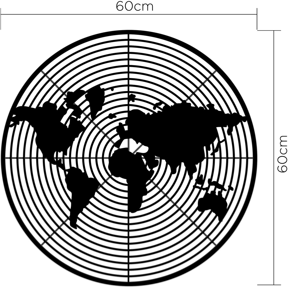 Decortie Black Minimalist Metal Modern Dart World Wall Art Image 4