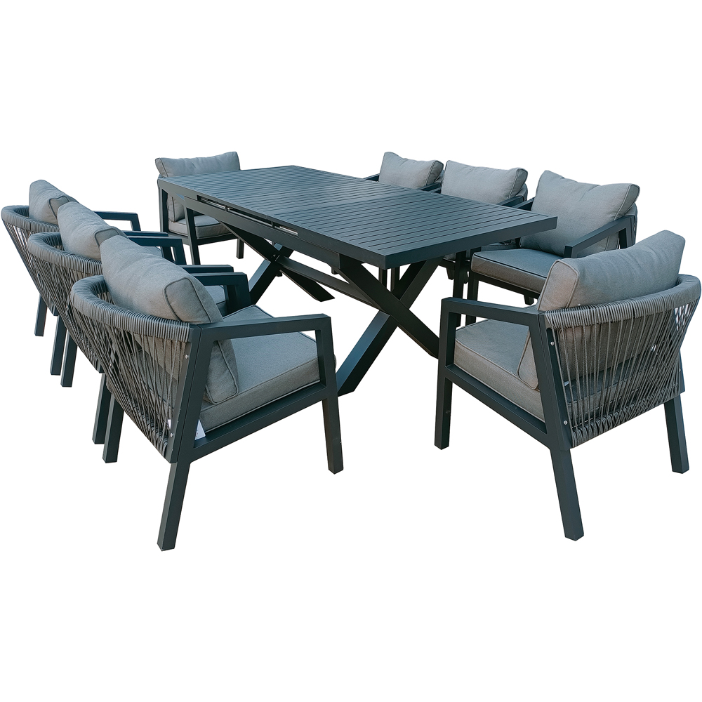 Furniture One 8 Seater Grey Aluminium Extendable Garden Dining Set Image 2
