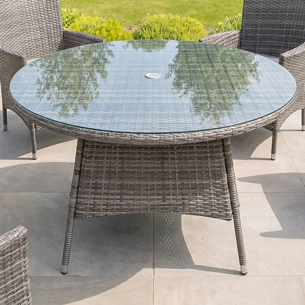 Charles Bentley 6 Seater Rattan Dining Table Grey Image 1