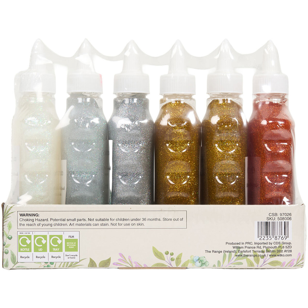 Pack of 6 Multicolour Glitter Glues Iridescents Image 4