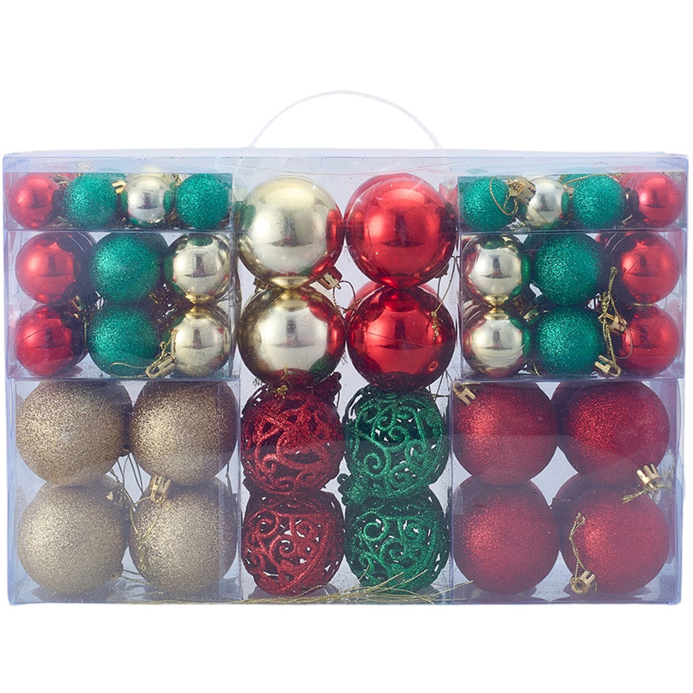 Living and Home 100 Piece Multicolour Christmas Bauble Set with Storage Box Image 1