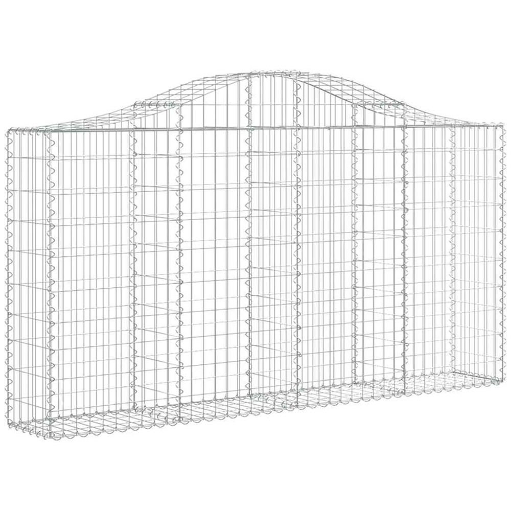 vidaXL Silver Galvanised Iron Arched Gabion Basket 200 x 30 x 100/120cm 18 Pack Image 1