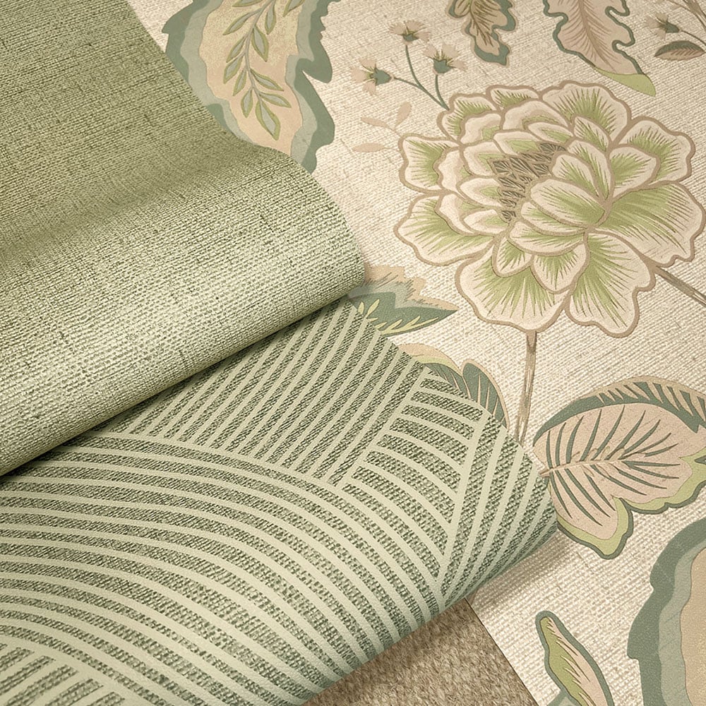 Belgravia Decor Maya Trail Sage and Cream Wallpaper Image 2