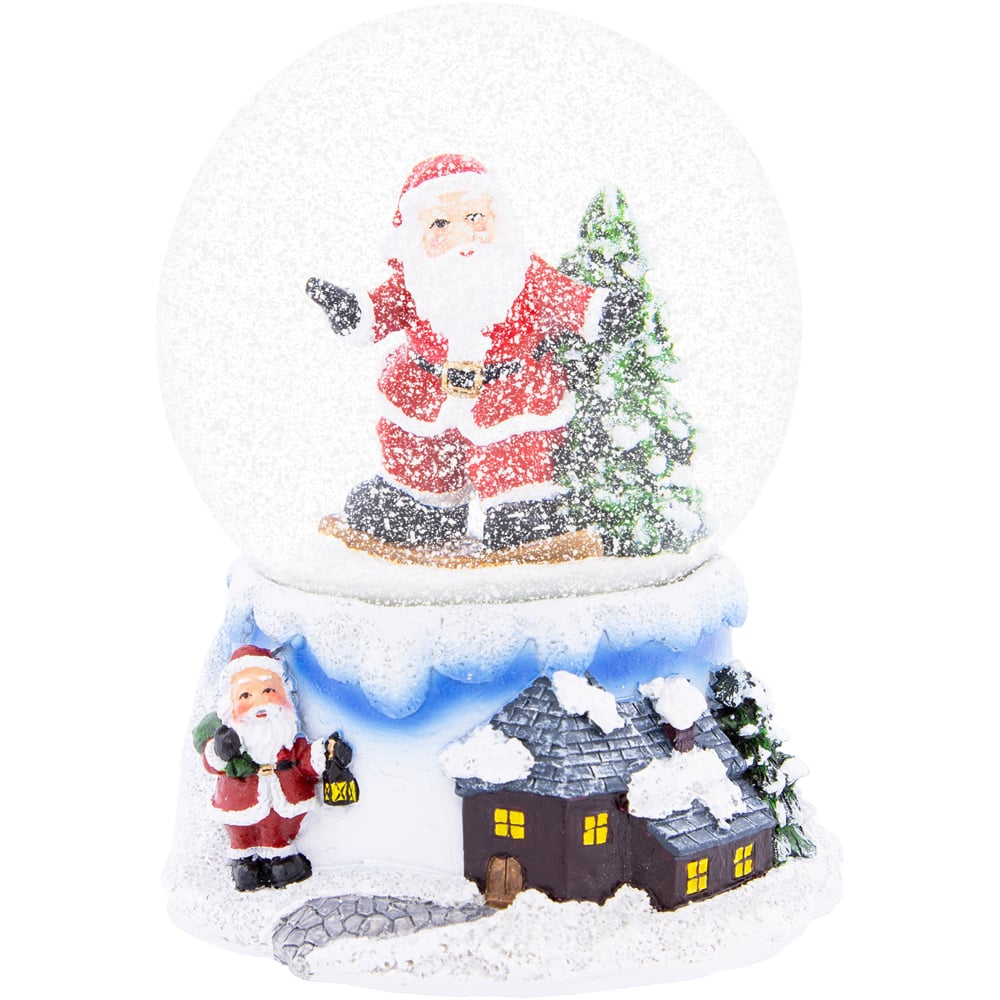 The Christmas Workshop Wind Up Musical Santa Snow Globe Decoration Image 1