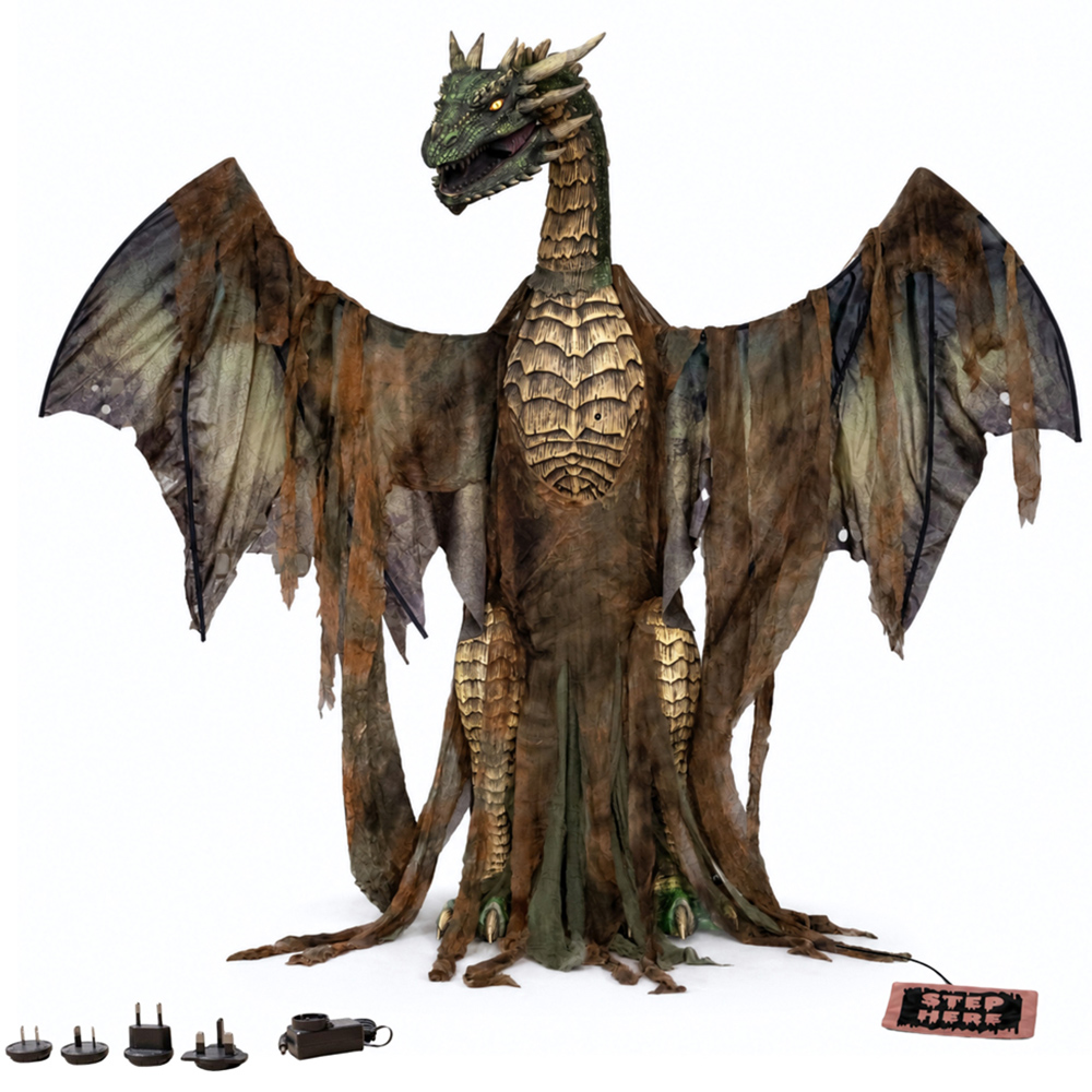 Samuel Alexander LED Dark Forest Dragon Halloween Animatronic Decoration 7ft Image 8