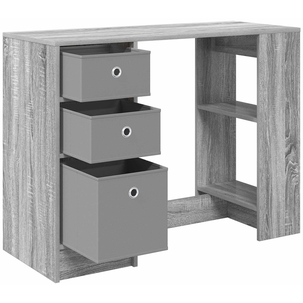 vidaXL 3 Drawer 2 Shelf Compact Desk Grey Image 5