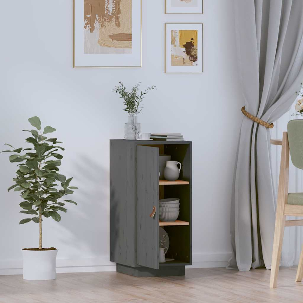vidaXL Single Door Grey Wooden Sideboard Image 9