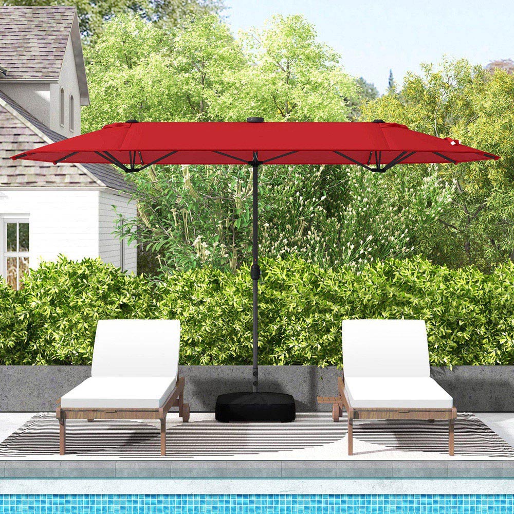 Costway Wine Double-Sided Solar Powered LED Patio Umbrella 4m Image 2