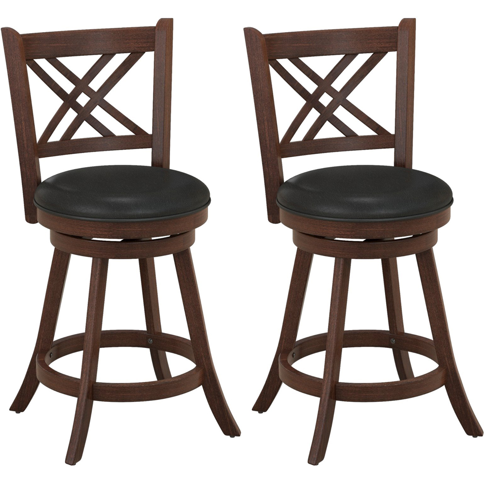 Costway Swivel Upholstered Counter Height Bar Stool Set of 2 Image 2