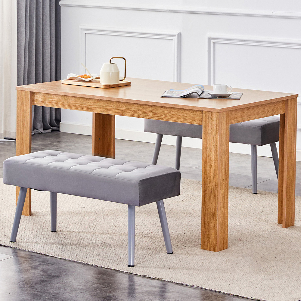 Kosy Koala 4 Seater Dining Set with Bench Oak Effect and Grey Velvet Image 1