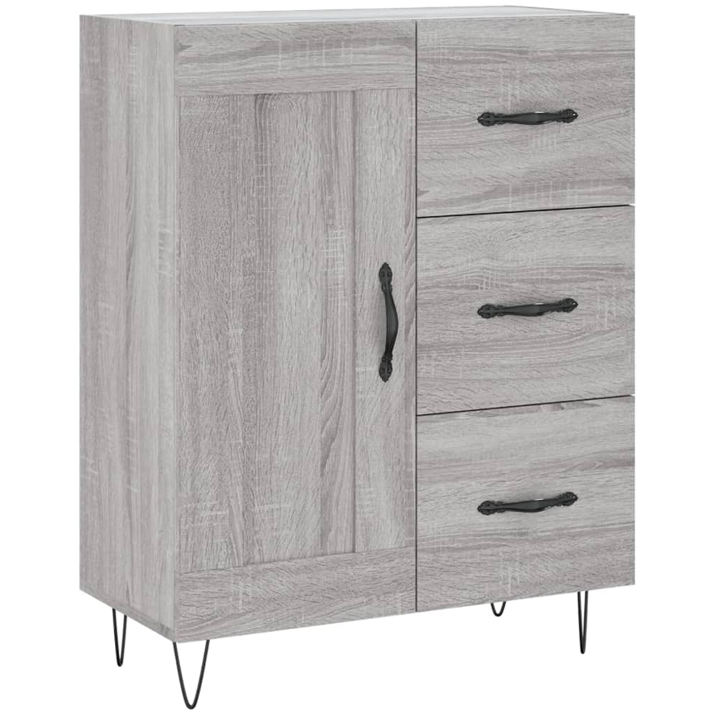 vidaXL 3 Door 3 Drawer Grey Sonoma Highboard with Hairpin Legs Image 7