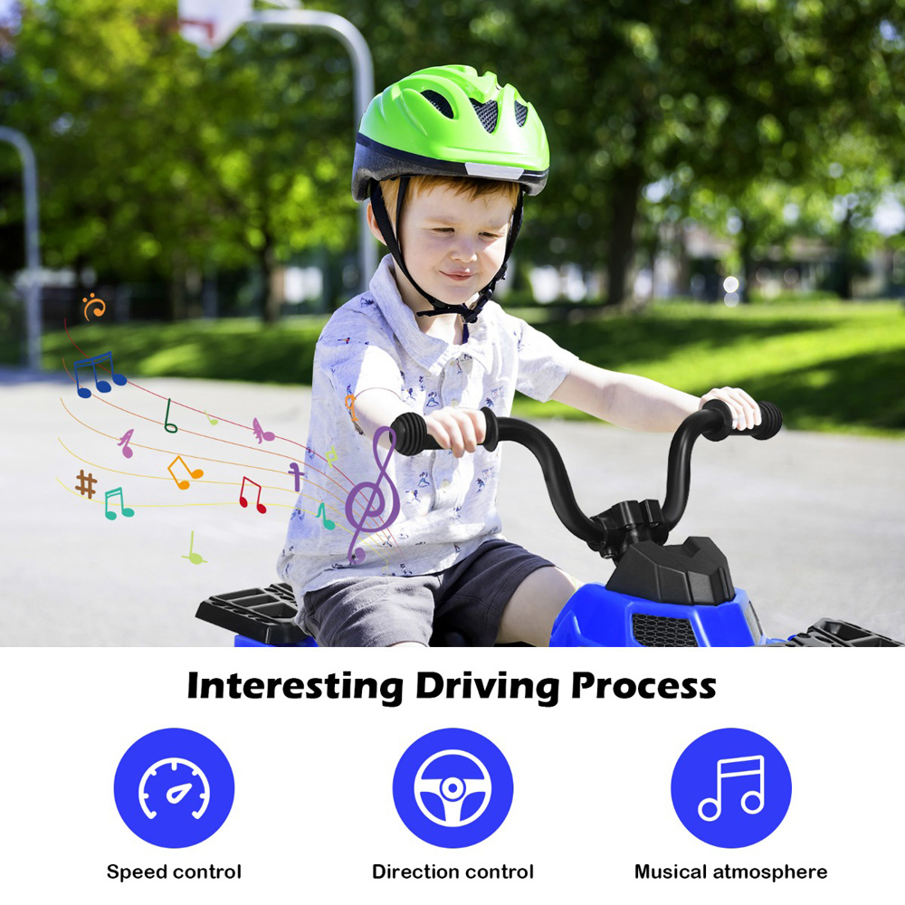 Costway Kids Blue All Terrain Electric Quad Bike with MP3 Image 4