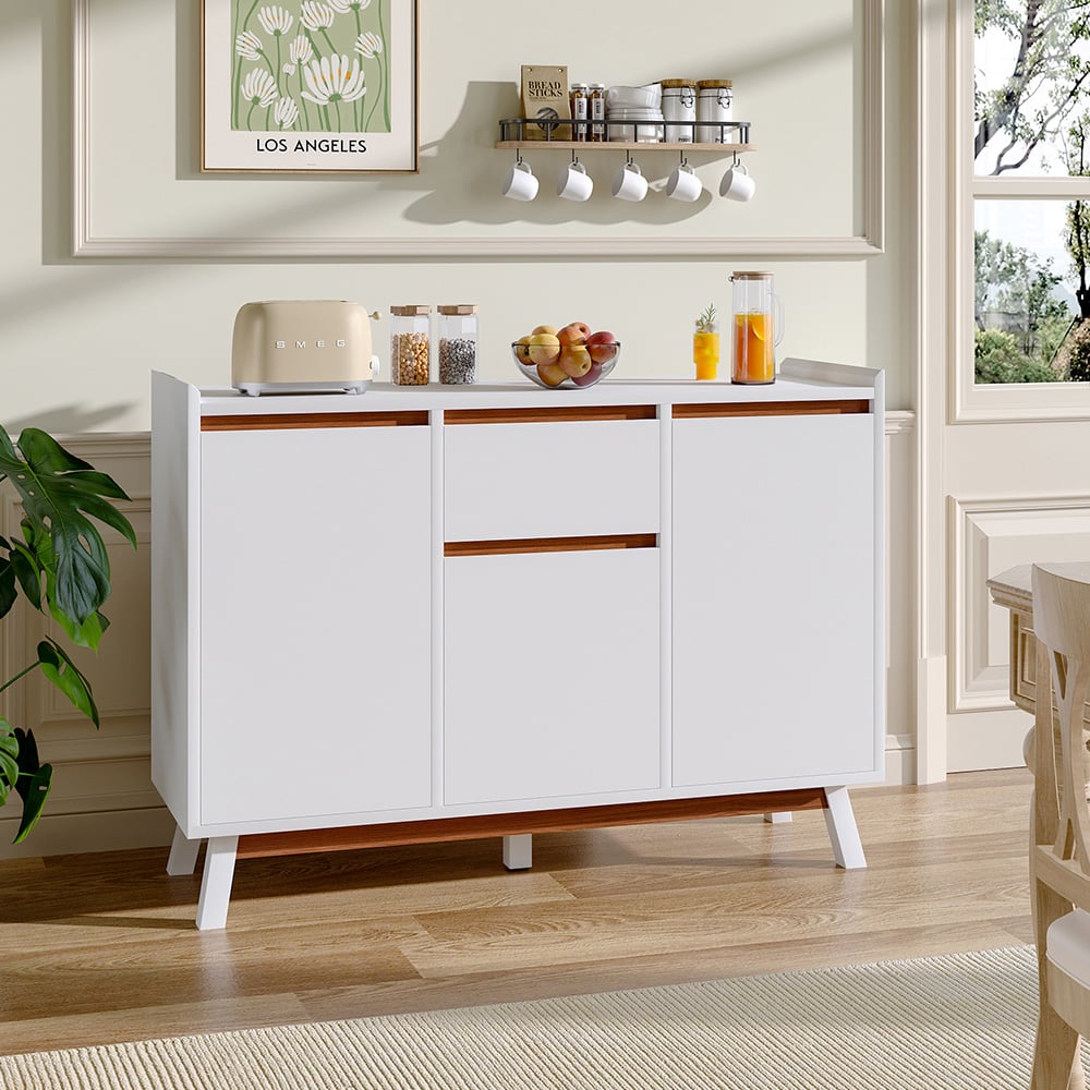 Living and Home 3 Door Single Drawer White Sideboard Image 7
