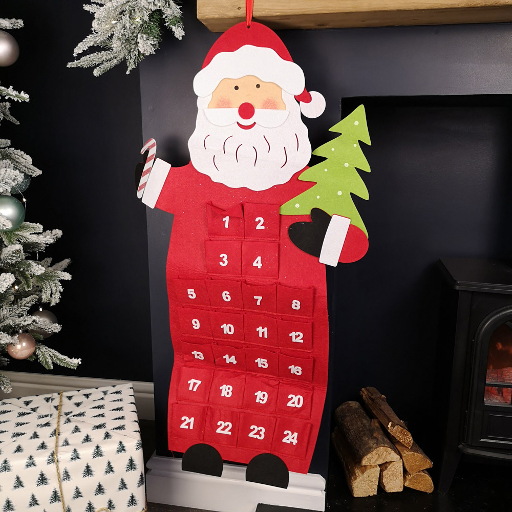 Samuel Alexander Red and White Christmas Hanging Santa Advent Calendar Image 2