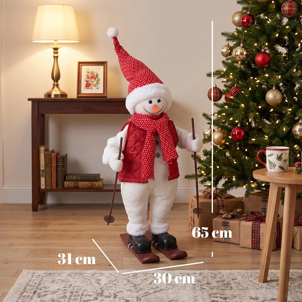 HOMCOM Singing and Skiing Santa Claus with Ski Board and Poles Christmas Decoration 2ft Image 9