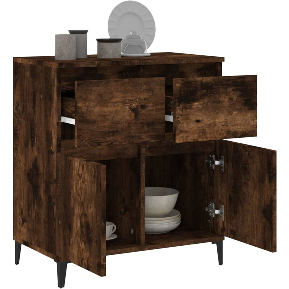 vidaXL 2 Door 2 Drawer Smoked Oak Small Sideboard Image 5