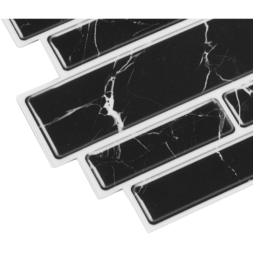 Living and Home Marble Effect Black Self-Adhesive Wall Tile Sticker 20 Pack Image 4