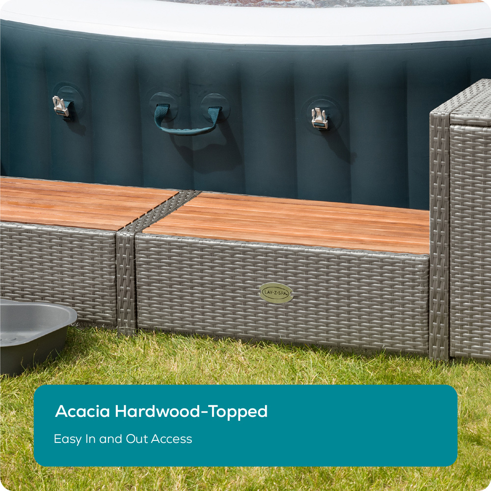 Lay-Z-Spa 2 Door 2 Shelf Grey Square Rattan Spa Surround 188cm Image 5
