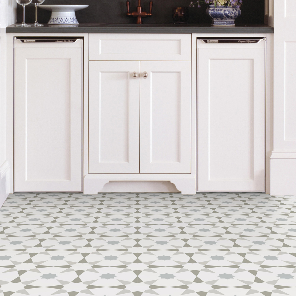 Floorpops Stellar White and Grey Peel and Stick Floor Tile 30.48 x 30.48cm 10 Pack Image 1