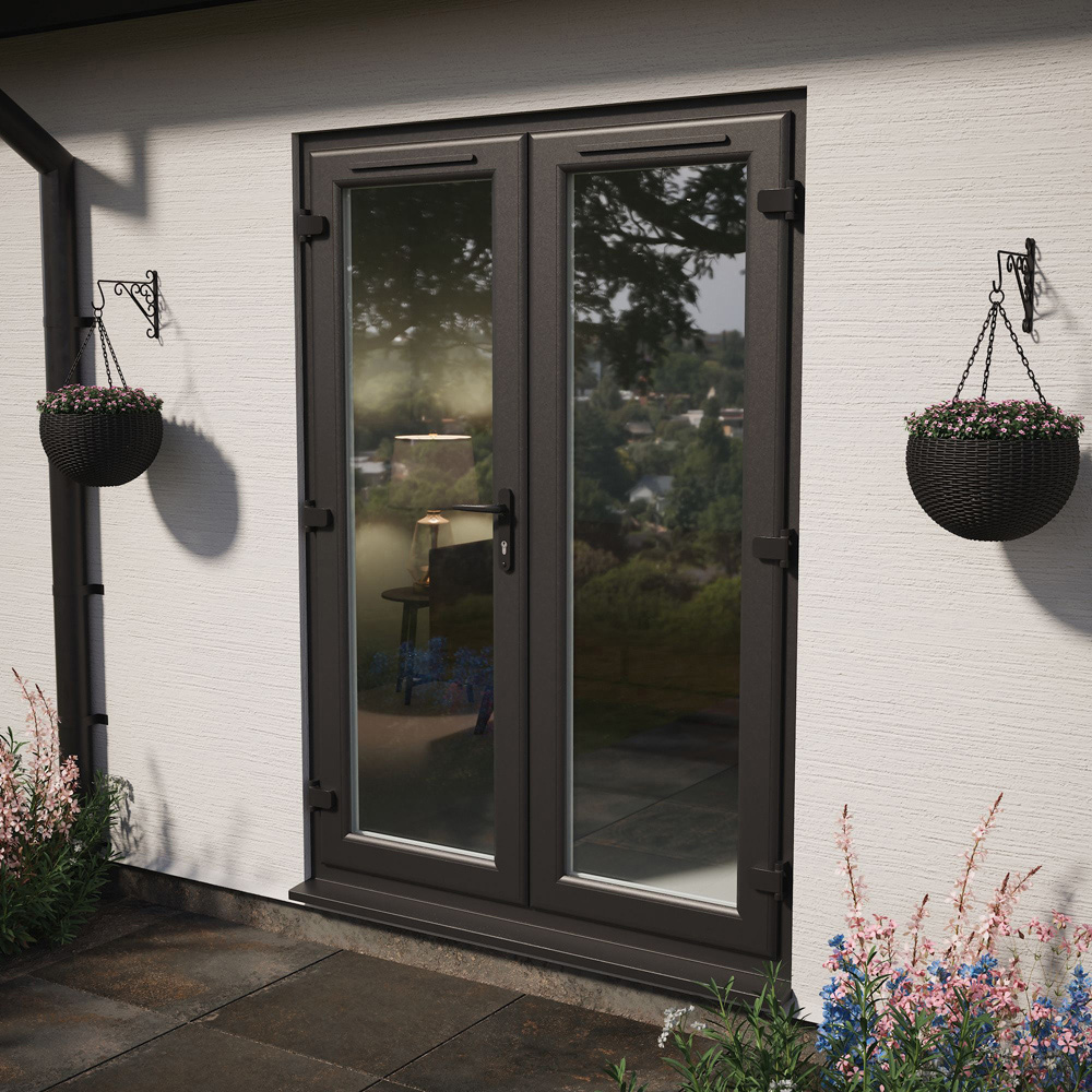 Crystal Black and White LH Master Clear Glass uPVC Double Glazed French Door 1590 x 2055mm Image 2