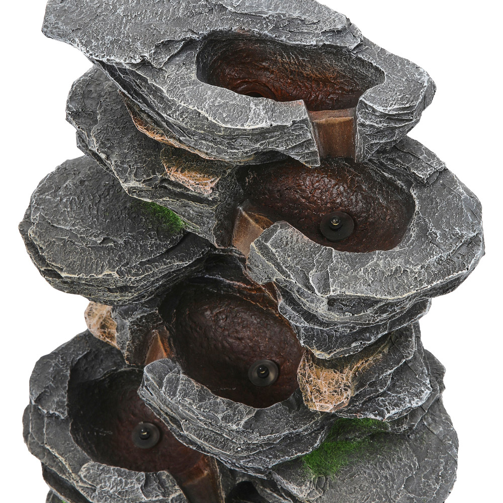 Living and Home 5 Tier LED Solar Powered Imitation Rock Outdoor Waterfall Fountain Image 3
