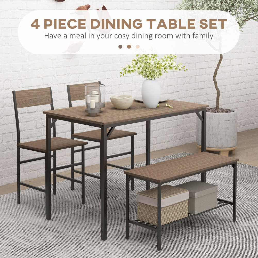Portland 4 Seater Dining Set with Bench Grey Image 8