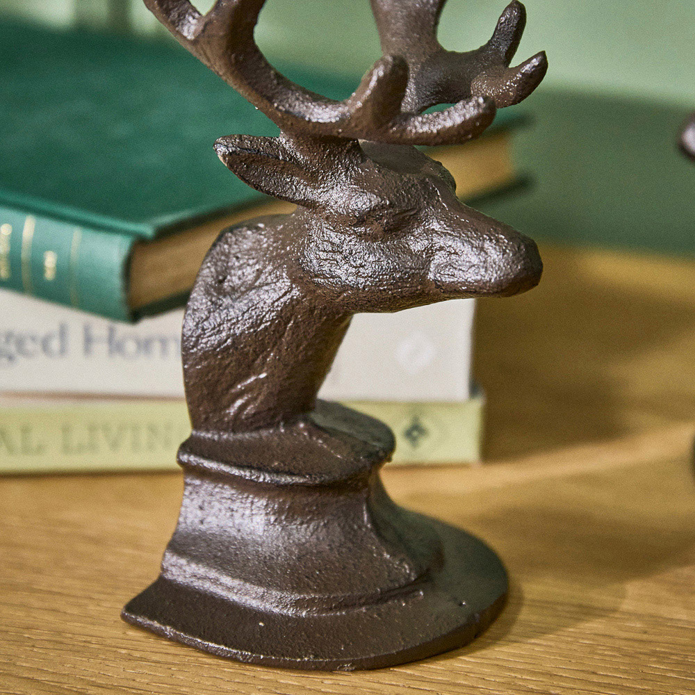 Dibor Antique Brown Reindeer Stag Head Bookend 2 Pack Image 4
