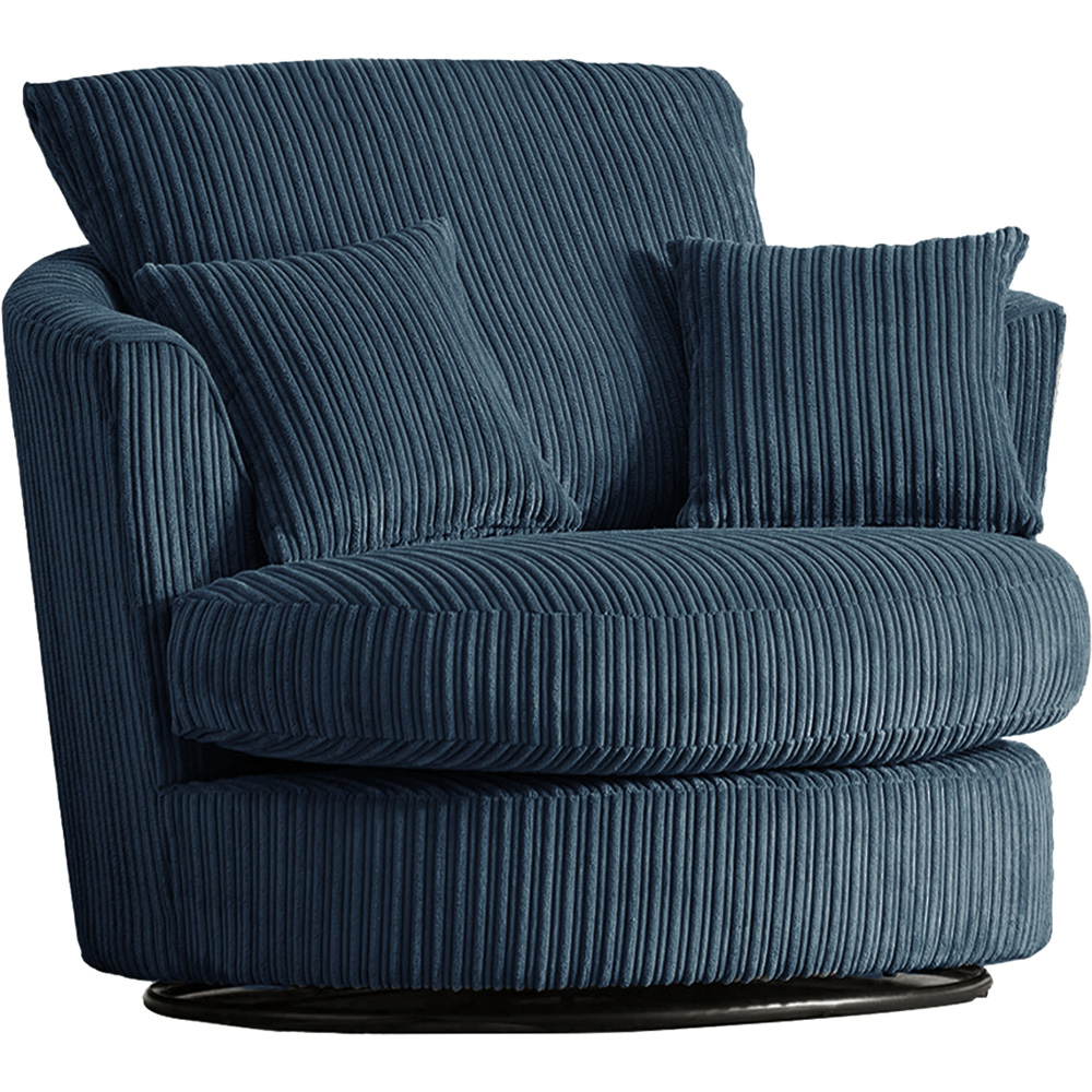 Luxor Navy Blue Jumbo Cord Swivel Chair Image 2