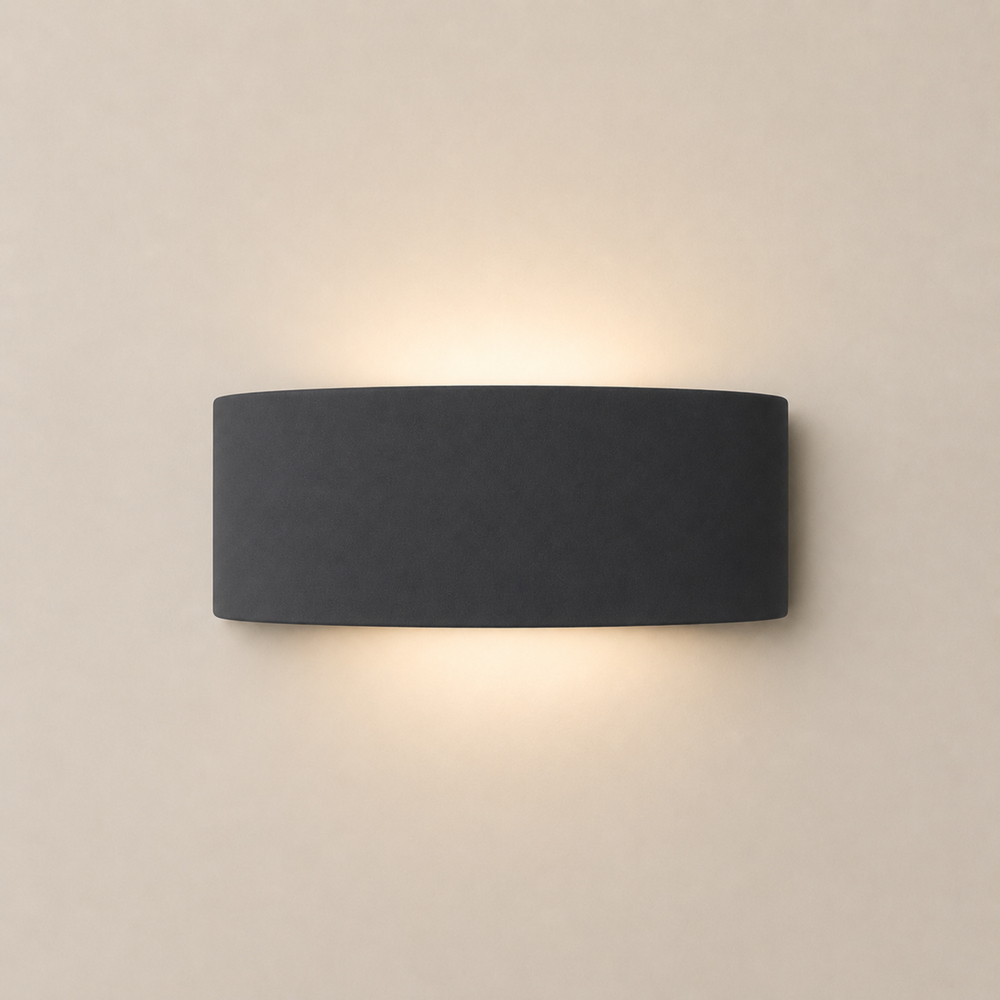 ValueLights Vincent Navy Curved Ceramic LED Flush Wall Light with Bulb Image 3