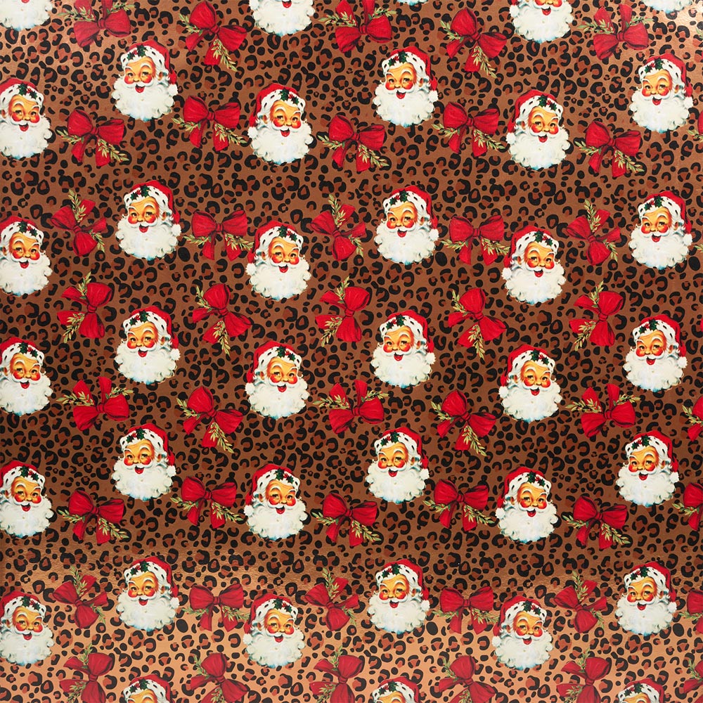 Leopard Print Santa Gift Wrapping Paper Image 4