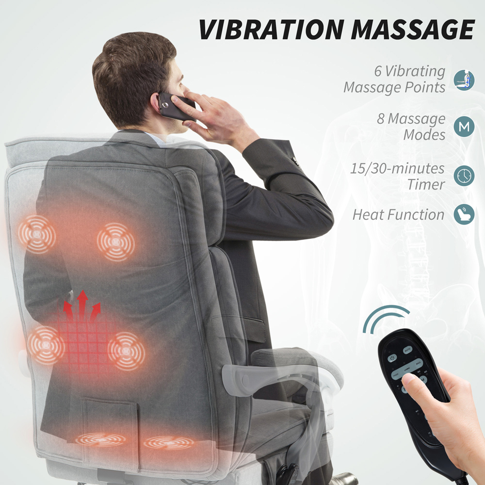 Portland Grey Massage and Heat Recliner Office Chair Image 4