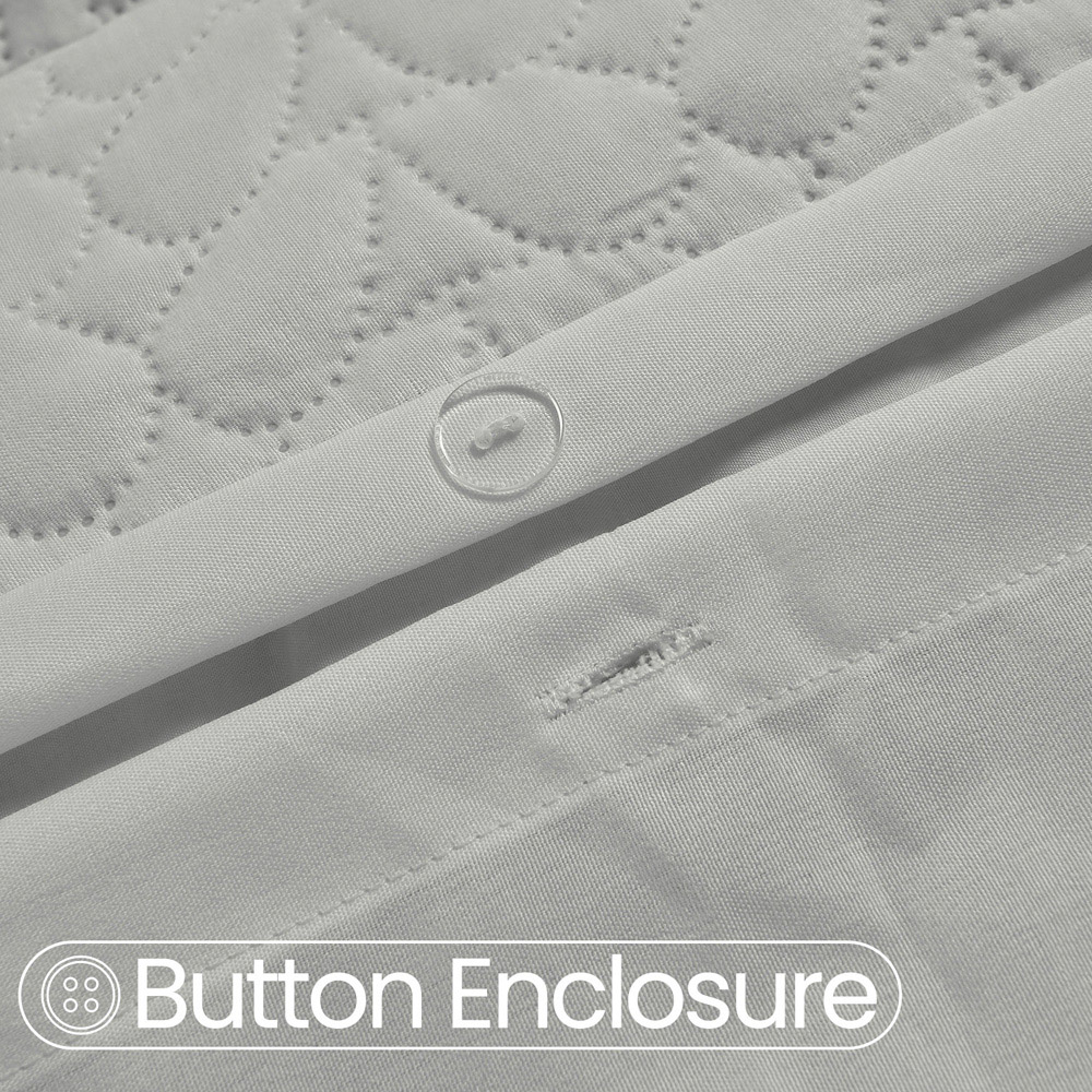 Velosso Kinsley King Size Grey Quilted Duvet Cover Set Image 3