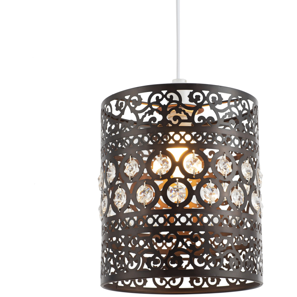 Happy Homewares Ornate Bronze Clear Acrylic Droplets Pendant Shade Image 3