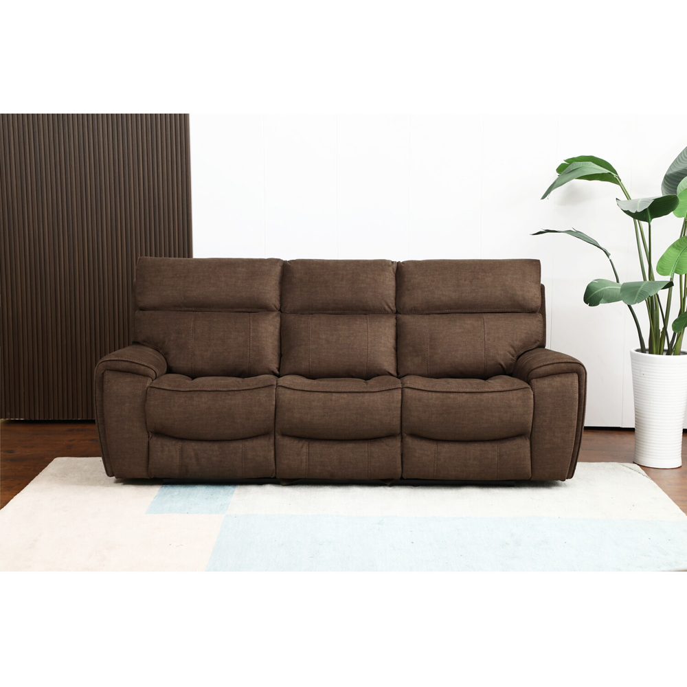 Cancun 3 Seater Brown Manual Recliner Sofa Image 8