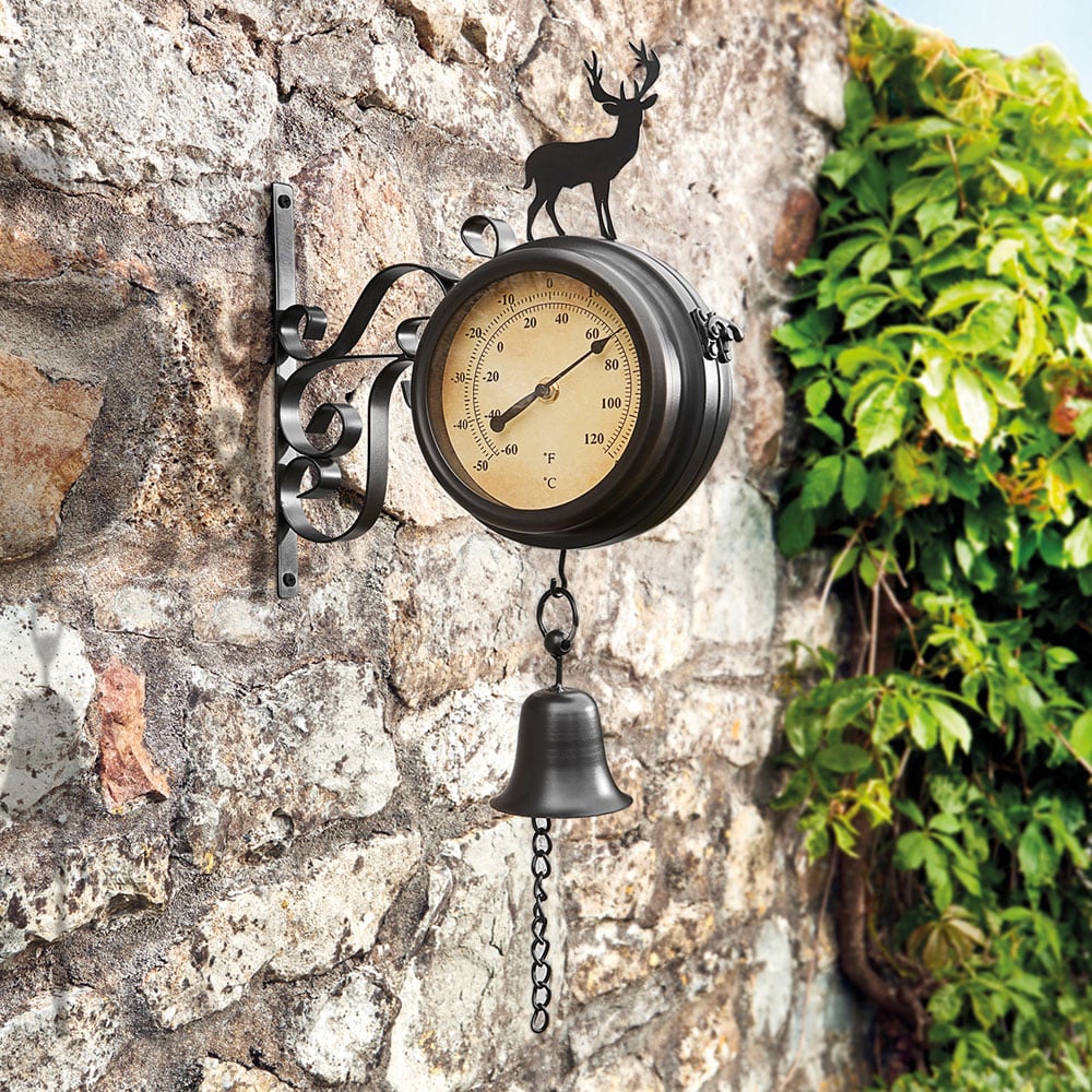 Garden Gear Wall Mounted Metal Stag Garden Clock Image 4