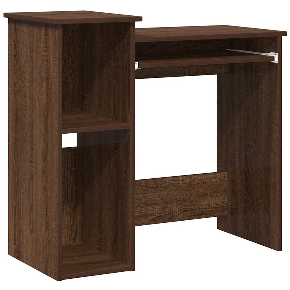 vidaXL 2 Shelf Computer Desk with Keyboard Tray Brown Oak Image 2