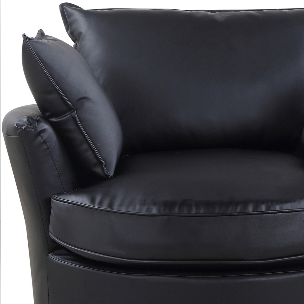 Fairburn Black Bonded Leather Swivel Cuddle Chair Image 3