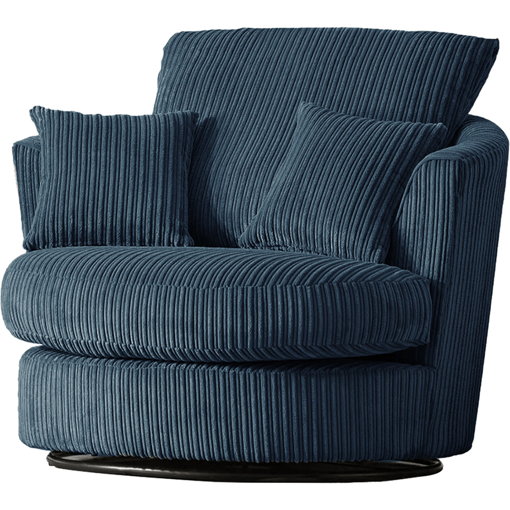 Luxor Navy Blue Jumbo Cord Swivel Chair Image 3