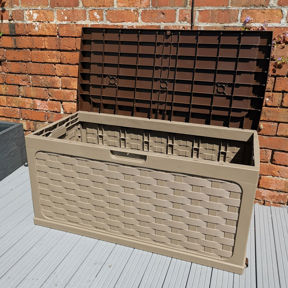 Samuel Alexander Dark Brown Rattan Cushion Garden Storage Box 335L Image 6