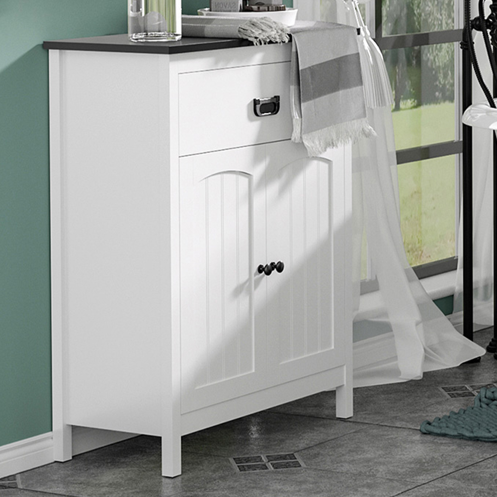Portland 2 Door Single Drawer White Floor Cabinet Image 1