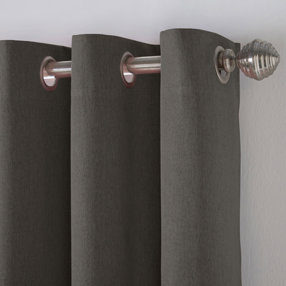 Alan Symonds Charcoal Linen Look Blackout Ring Top Eyelet Curtains 161 x 229cm Image 3