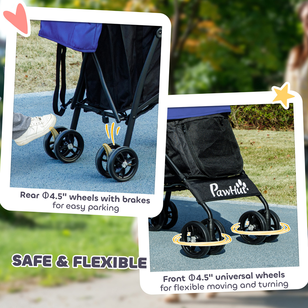 PawHut Dark Blue Lightweight Foldable Mini Dog Stroller Image 8