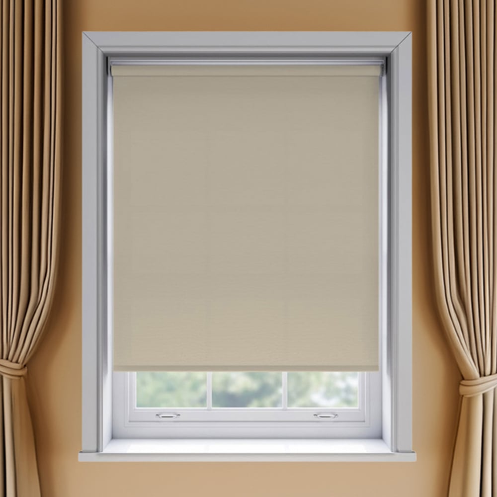 New Edge Blinds Thermal Blackout Roller Blind Taupe 75cm Image 1