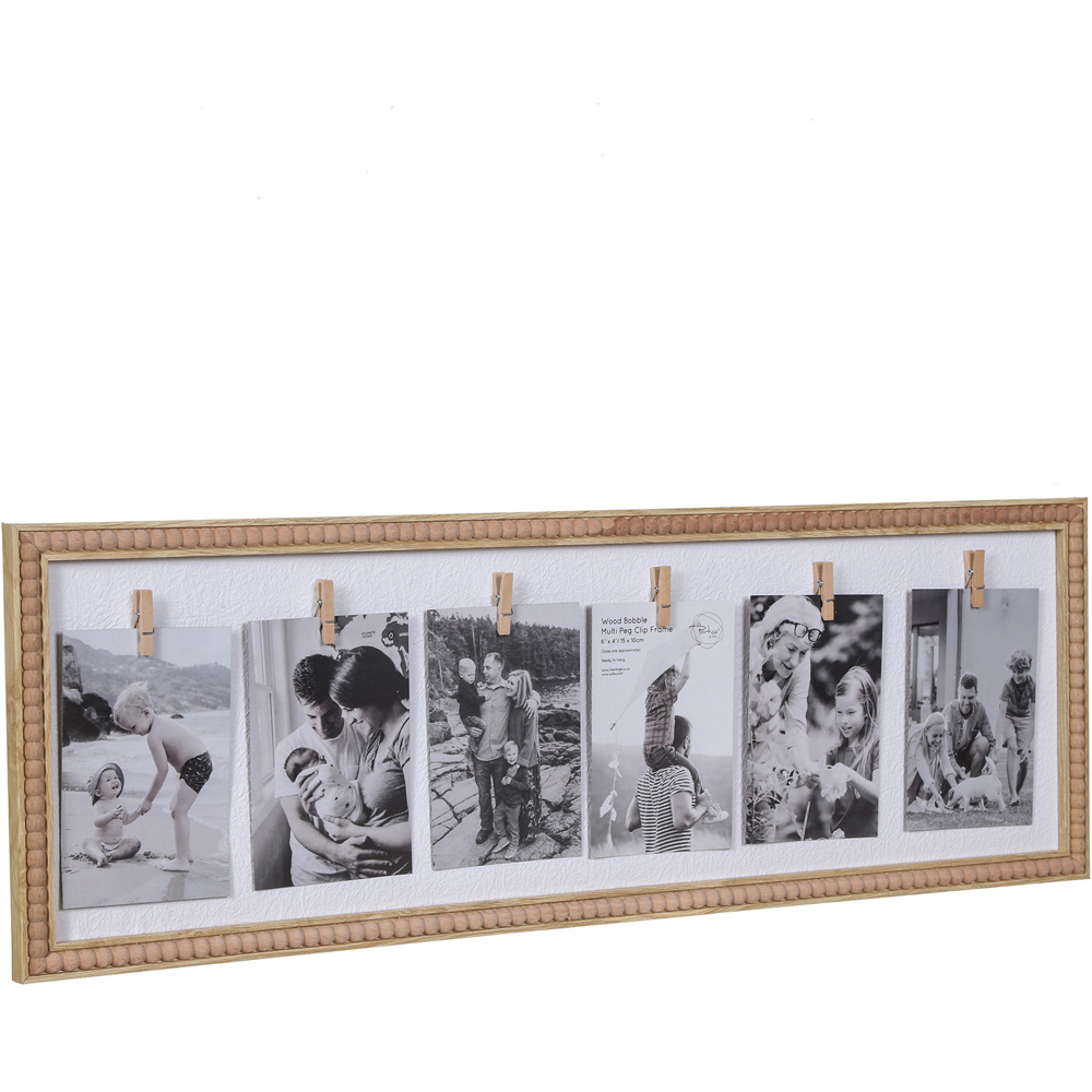 Wood Bobble Multi Peg Clip Photo Frame Image 1