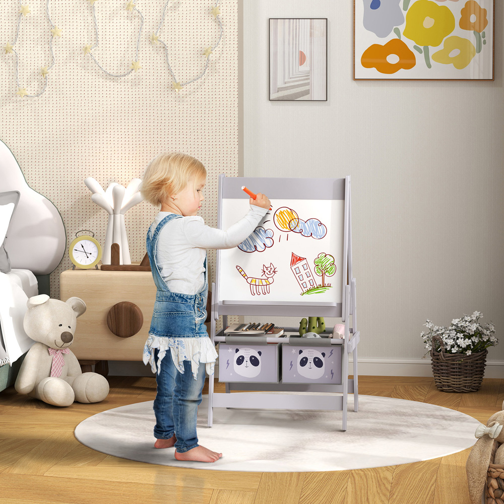 AIYAPLAY 3 in 1 Grey Kids Easel with Paper Roll Image 2